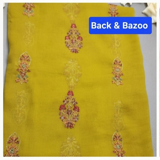 Premium Embroidered Chiffon Shirt & Dupatta with Custom Trouser Options – By Maria