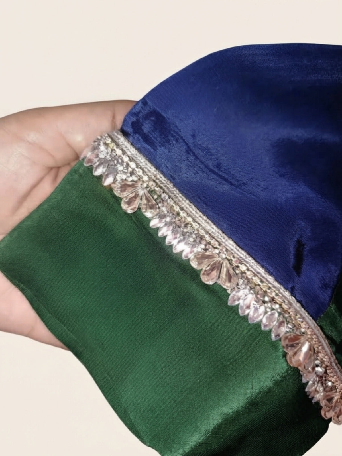 Green & Blue Tessel Silk Ombre Suit with Pure Chiffon Dupatta