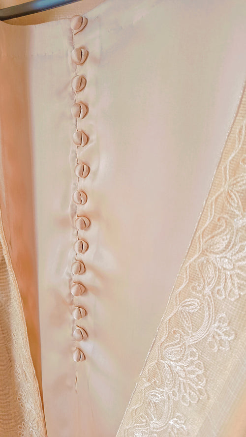 Elegant Gold Silk Suit with Embroidered Cotton Net  Dupatta - 3 Piece (stitched)