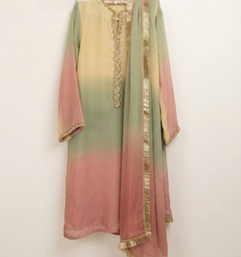 Premium Tassel Silk Tri-Color Ombré (3-Piece Suit)